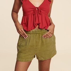 Earthbound Trading Company- Sage Cotton Gauze Shorts (Size: L)